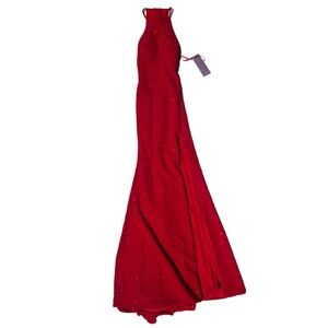 Jovani size 6/small long sparkly bright red sleeveless backless maxi prom dress